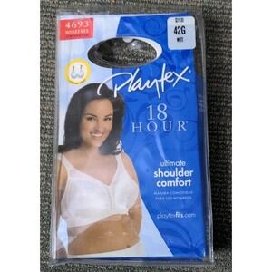 Playtex 18-Hour Bra 42G Ultimate Shoulder Comfort Strap Wirefree #4693 White New